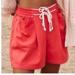Free People Flores Cotton Shorts Double Rope in Red